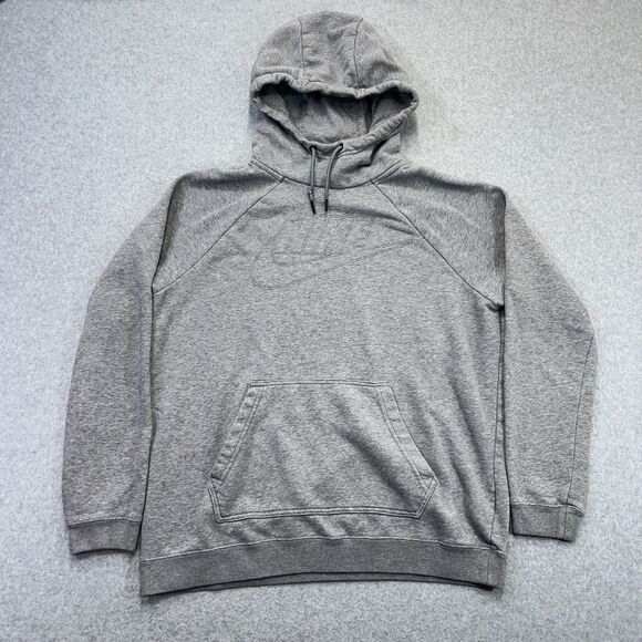 Nike Hoodie Red Tag Mens Large L Gray Pullover Swoosh VTG Y2K AA1529-091 READ - Picture 2 of 11